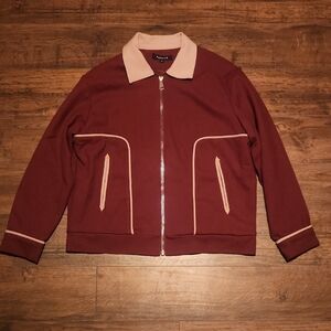 Women PacSun Burgundy and Beige Jacket